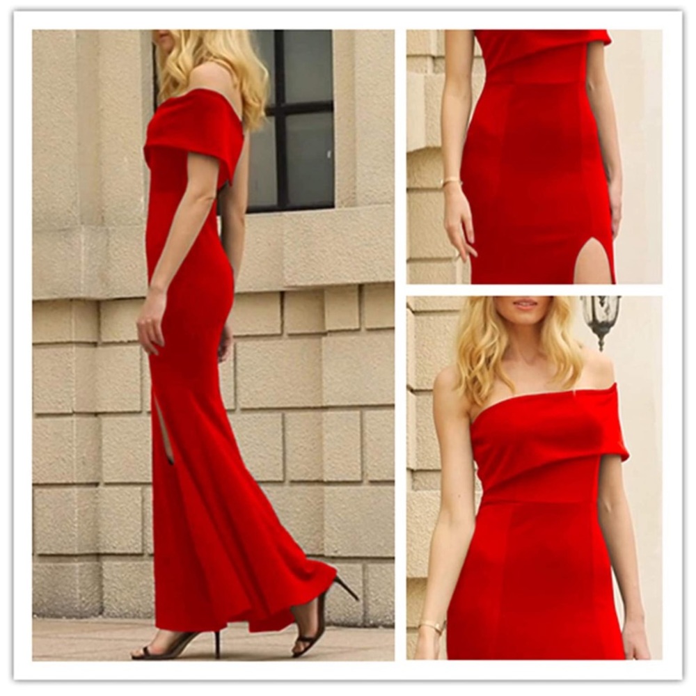 ZKESS |  Off The Shoulder One Sleeve Maxi Dress